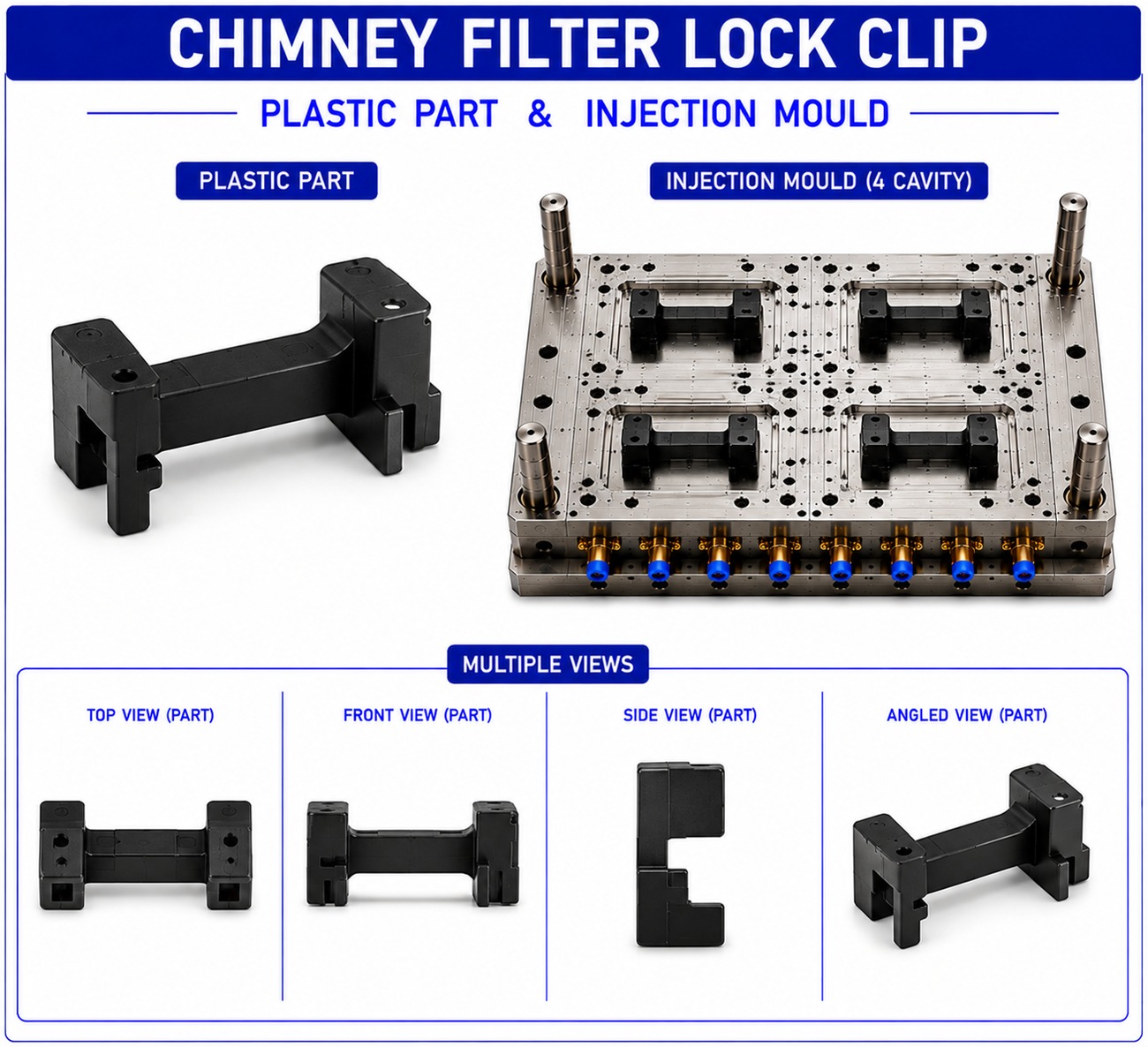 Chimney Plastic Filter Lock Clip Mould and Moulding Service